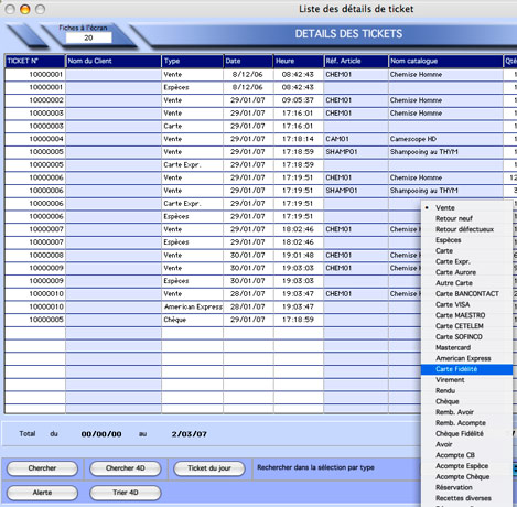 kinhelios tpv : dtail des tickets de caisse