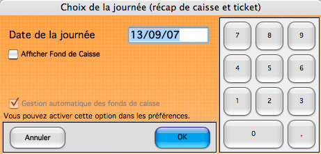 Entre dans l'cran de caisse de KinHelios TPV