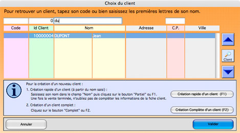 Chxoi du client dans kinhelios tpv