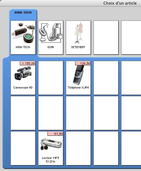 KinHelios TPV: Utilisation tactile de l'cran de caisse - Slection d'articles via un damier de photos (3) -- 02/10/06