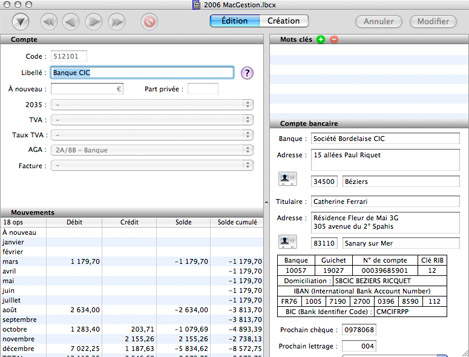 Compte bancaire dans LibCompta