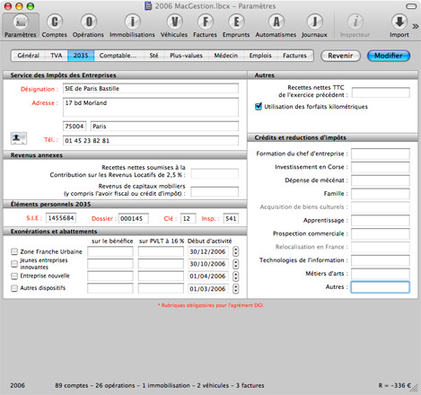 LibCompta: Paramtrages pour les dclarations 2035, CA3, CA12 - SCM - Plan comptable par profession librale (2) -- 20/07/07