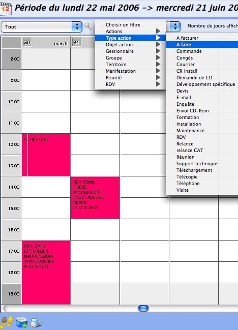 L'agenda de QuickBusiness