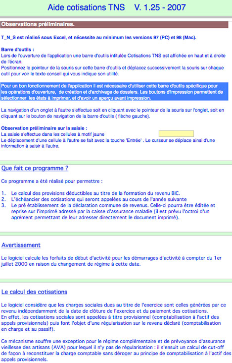 AgiSoft T_N_S: Assiette de calcul des cotisations sociales du travailleur indpendant - Prise en main du logiciel (2) -- 15/05/07