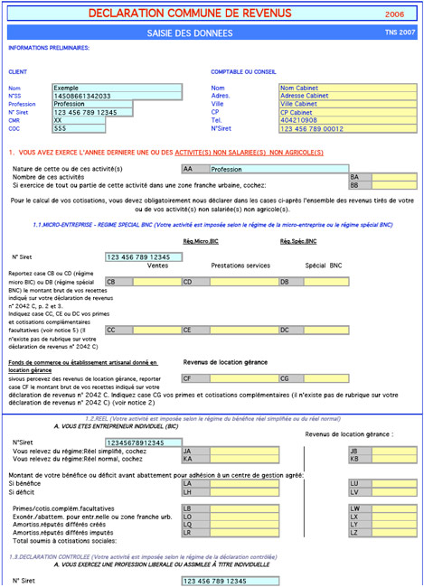 comment declarer revenus tns