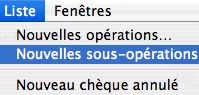 Menu des oprations dans Tous Comptes Faits Entreprise