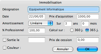 Une immobilisation dans Tous Comptes Faits Entreprise